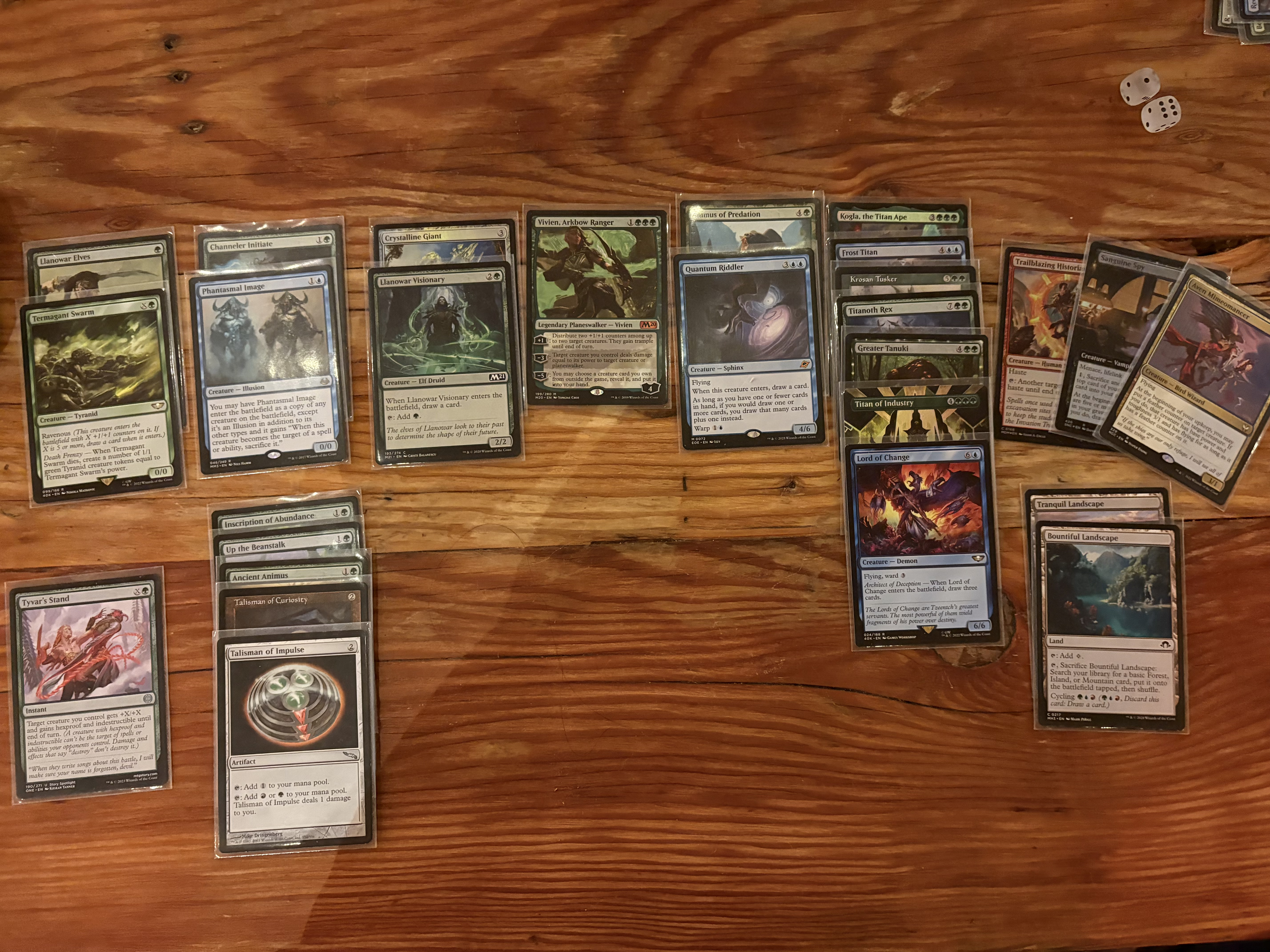 A deck picture of a Green ramp deck splashing blue.