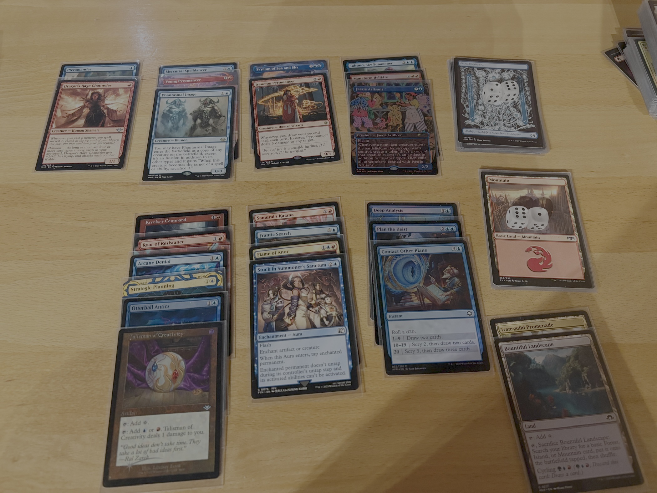 A deck picture of an Izzet spellslinger tokens deck.