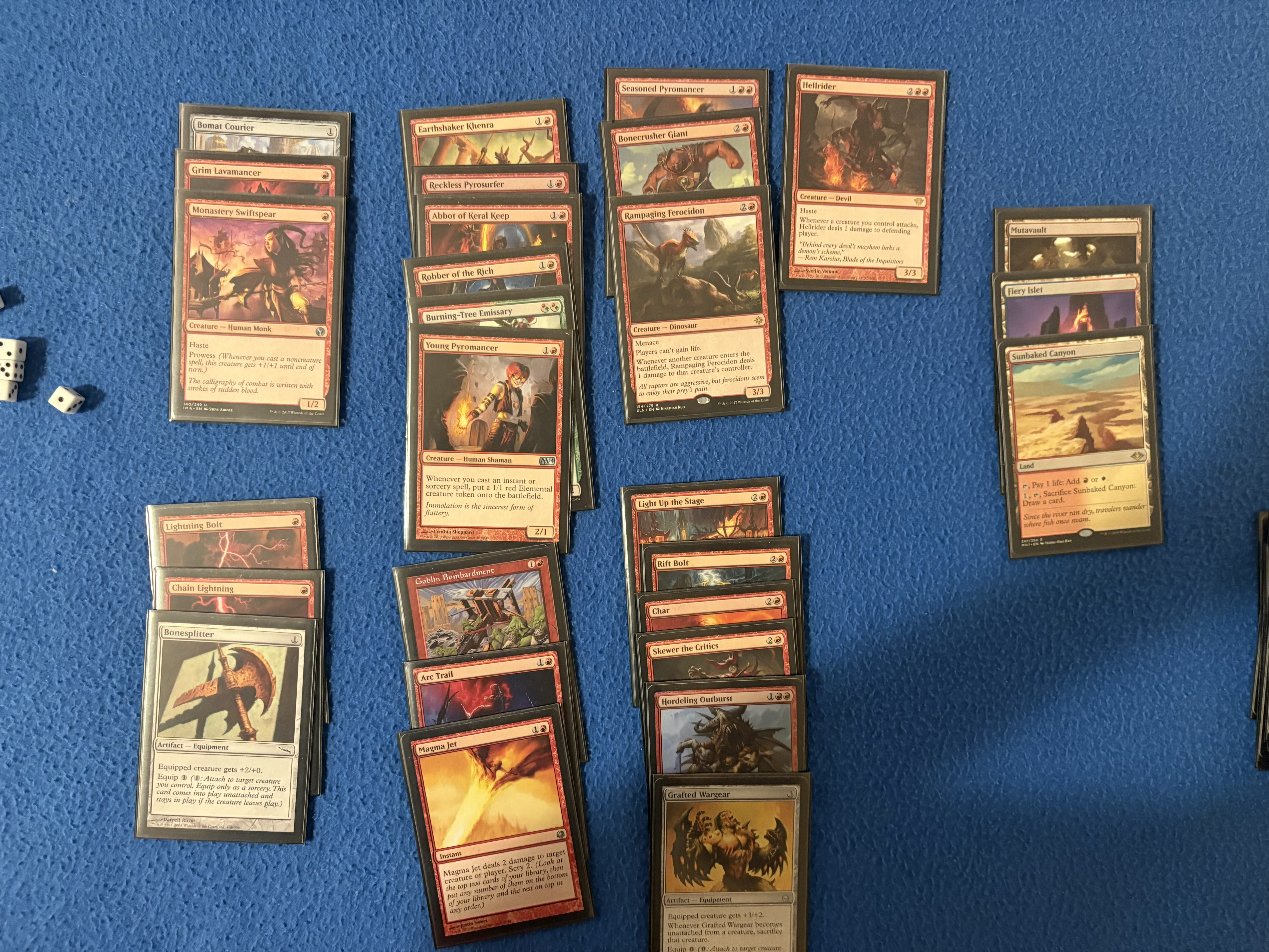 A deck picture of a Red Deck Wins deck.